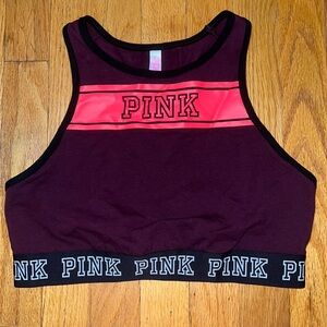 VS PINK Maroon High Neck Unlined Sports Bra L (A-C)
